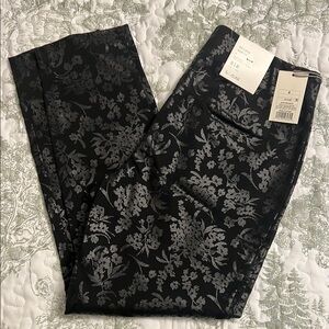 Floral Black Ankle Pants